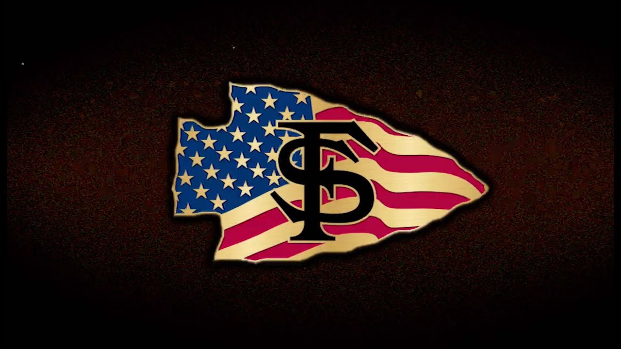 American flag on an arrow head with the FSU logo