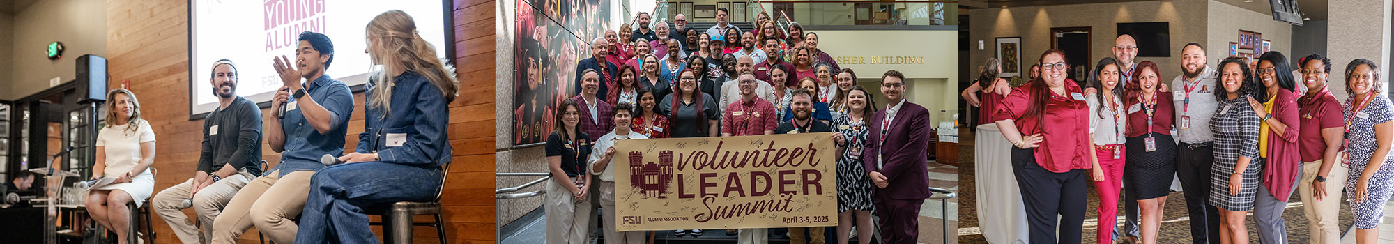 A collage of images featuring network volunteers posing at events
