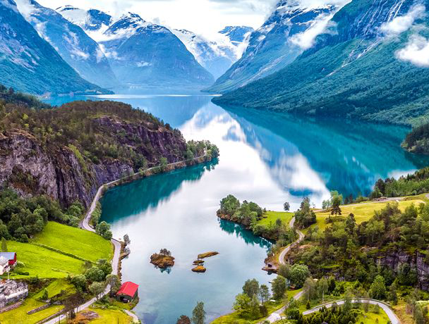 A scenic photo of a Nordic fjord