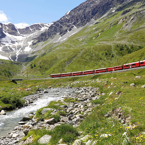 A train in the Swiss Alps