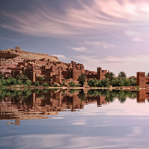 A photo of Moroccan cliffs over water
