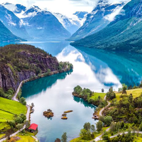 A scenic photo of a Nordic fjord