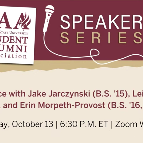 Career Advice with Jake Jarczynski (B.S. '15), Leighton Yates (B.S. '11) and Erin Morpeth-Provost (B.S. '16, M.S. '18)