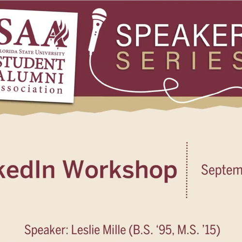 SAA Speaker Series | LinkedIn Workshop with Leslie Mille (B.A. '95, M.S. '15) Presentation