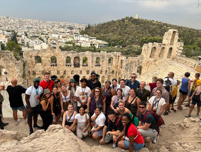 A group of students abroad