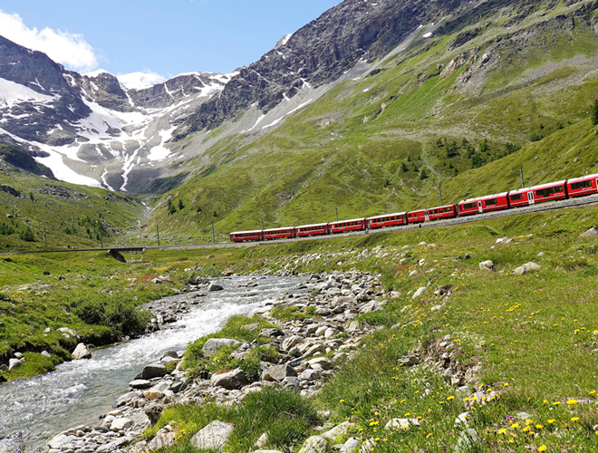 A train in the Swiss Alps