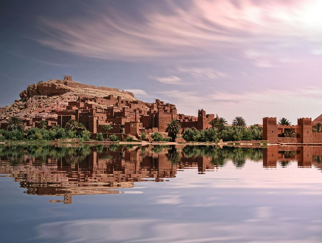 A photo of Moroccan cliffs over water